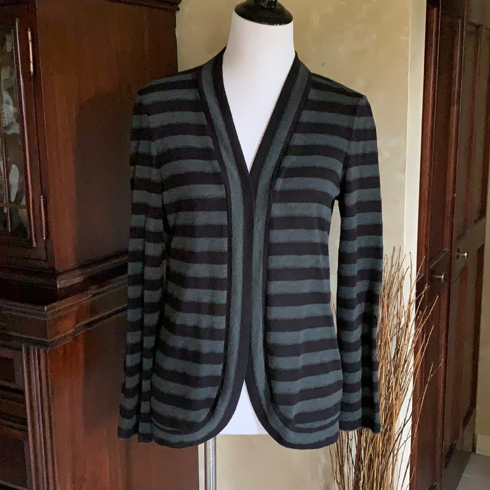 Croft & Barrow black/gray striped cardigan
